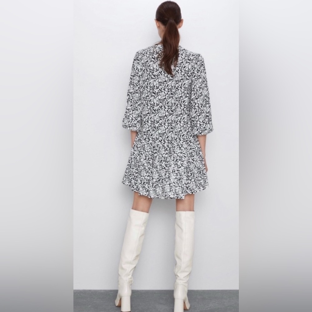 Zara Long Sleeve Flowy Floral Print Dress - Picture 2 of 11
